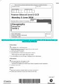 2024 Pearson Edexcel Level 3 GCE Geography Advanced PAPER 2 JUNE Question Paper and Mark Scheme MERGED