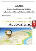 Warren/Jones' Corporate Financial Accounting, 16th Edition TEST BANK Complete Chapters 1 - 14, Verified Latest Version