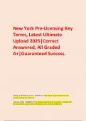  New York Pre-Licensing Key Terms, Latest Ultimate Upload 2025|Correct Answered, All Graded A+|Guaranteed Success.