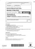 Pearson Edexcel AS level ECONOMICS paper 1 QUESTION PAPER June 2024