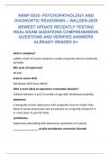 NRNP 6635- PSYCHOPATHOLOGY AND DIAGNOSTIC REASONING – WALDEN-2025 NEWEST UPDATE RECENTLY TESTING REAL EXAM QUESTIONS COMPREHENSIVE QUESTIONS AND VERIFIED ANSWERS ALREADY GRADED A+