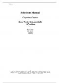 Solutions Manual Corporate Finance Ross, Westerfield, and Jaffe  10th  edition Prepared by: Joe Smolira  Belmont  University