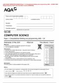 AQA GCSE COMPUTER SCIENCE Paper 1 Computational thinking and programming skills – C# MAY 2024 Merged Question Paper and Final Mark scheme {VERIFIED}