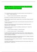 BOMA Motor Controls Exam Questions and Answers All Correct 