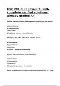 HSC 201 CH 8 (Exam 2) with complete verified solutions already graded A+.