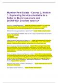 Humber Real Estate - Course 2, Module 1, Explaining Services Available to a Seller or Buyer questions and (VERIFIED) answers rated A+