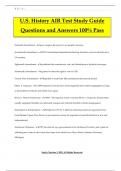 U.S. History AIR Test Study Guide Questions and Answers 100% Pass