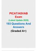 PICAT/ASVAB Exam (Latest Update 2025) 193 Questions And Answers (Graded A+)