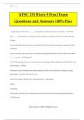 ATSC 231 Block 5 Final Exam Questions and Answers 100% Pass