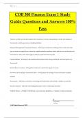 COB 300 Finance Exam 1 Study Guide Questions and Answers 100% Pass