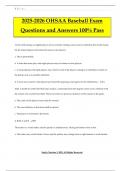 2025-2026 OHSAA Baseball Exam Questions and Answers 100% Pass