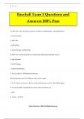 Baseball Exam 1 Questions and Answers 100% Pass