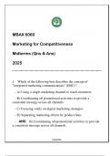 MBAX 6060 Marketing for Competitiveness (WU) Midterms Qns & And 2025.