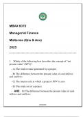 MBAX 6070 Managerial Finance (WU) Midterms Qns & And 2025.