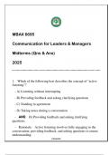 MBAX 6695 Commmunication for Leaders & Managers (WU) Midterms Qns & And 2025.