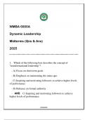 WMBA 6000A Dynamic Leadership (WU) Midterms Qns & And 2025