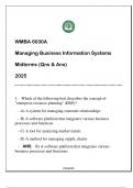 WMBA 6030A Managing Business Information Systems (WU) Midterms Qns & And 2025