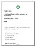 WMBA 6608 Healthcare Financial Management & Economics (WU) Midterms Qns & And 2025