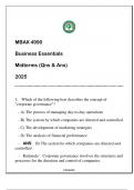 MBAX 4990 Business Essentials (WU) Midterms Qns & And 2025.