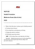 NUR 392 Health Promotion (ASU) Midterms Exam Qns & And 2025