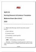 NUR 318 Nursing Research & Evidence Translation (ASU) Midterms Exam Qns & And 2025