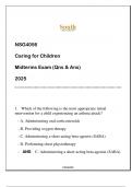 NSG4056 Caring for Children (SU) Midterms Exam Qns & And 2025