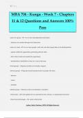 MBA 704 - Kungu - Week 7 - Chapters 11 & 12 Questions and Answers 100% Pass