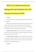 WGU C211 Global Economics for Managers|PA and OA|Explore New 260 Questions and Answers|100% 