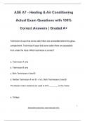 ASE A7 - Heating & Air Conditioning  Actual Exam Questions with 100%  Correct Answers | Graded A+