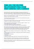 FAML 420, THE HELPING RELATIONSHIP-FINAL EXAM PREP VERIFIED 100% CORRECT 