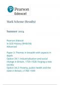 Pearson Edexcel In GCE History (9HI0/34) Advanced Paper 3: Themes in breadth with aspects in depth Option 34.1: Industrialisation and social change in Britain, 1759–1928: forging a new society Option 34.2: Poverty, public health and the state in Britain, 