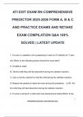 ATI EXIT EXAM RN COMPREHENSIVE  PREDICTOR 2025-2026 FORM A, B & C  AND PRACTICE EXAMS AND RETAKE  EXAM COMPILATION Q&A 100%  SOLVED | LATEST UPDATE