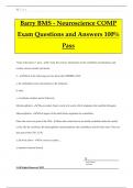 Barry BMS - Neuroscience COMP Exam Questions and Answers 100% Pass