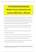 UNE Medical Biochemistry Midterm Review Questions and Answers 100% Pass | Revised