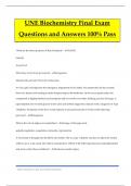 UNE Biochemistry Final Exam Questions and Answers 100% Pass