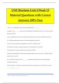  UNE Biochem Unit 4 Week 13 Material Questions with Correct Answers 100% Pass