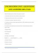  UNE BIOCHEM UNIT 1 QUESTIONS AND ANSWERS 100% PASS