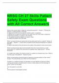 NRSG CH 27 Skills Patient Safety Exam Questions with All Correct Answers 