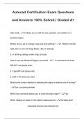 Autocad Certification Exam Questions  and Answers 100% Solved | Graded A+