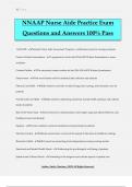 NNAAP Nurse Aide Practice Exam Questions and Answers 100% Pass