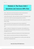 Module A- The Nurse Aide 1 Questions and Answers 100% Pass