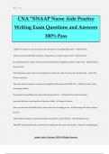 CNA "NNAAP Nurse Aide Practice Writing Exam Questions and Answers 100% Pass