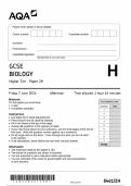 AQA JUNE 2024 PAPER 2H GCSE BIOLOGY HIGHER TIER