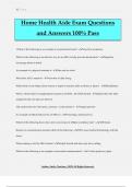 Home Health Aide Exam Questions and Answers 100% Pass