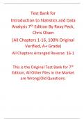 Introduction to Statistics and Data Analysis 7th Edition Roxy Peck, Chris Olsen (Test Bank)