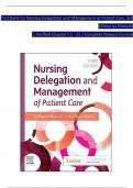 TEST BANK For Nursing Delegation and Management of Patient Care, 3rd Edition by Motacki, Verified Chapters 1 - 21, Complete Newest Version