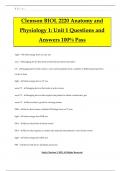 Clemson BIOL 2220 Anatomy and Physiology 1: Unit 1 Questions and Answers 100% Pass