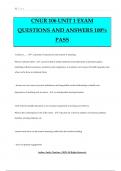 CNUR 106 UNIT 1 EXAM QUESTIONS AND ANSWERS 100% PASS