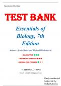 Test Bank - Essentials of Biology, 7th Edition by Mader and Windelspecht, All 32 Chapters Covered