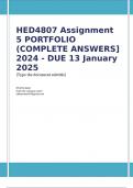 HED4807 Assignment 5 PORTFOLIO (COMPLETE ANSWERS) 2024 - DUE 13 January 2025; 100% TRUSTED Complete, trusted solutions and explanations. For assistance,. Ensure your success with us... 